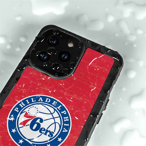 NBA Philadelphia 76ers Distressed iPhone 15 Pro Waterproof Case